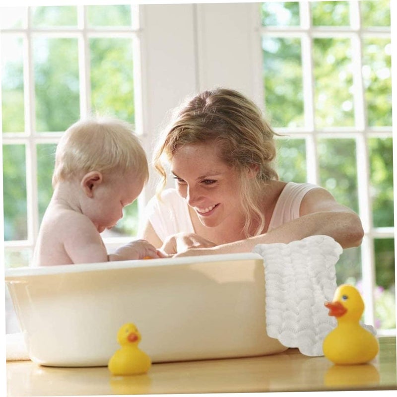 woobles Baby Bath Towel, 105x105cm 6-Ply Cotton Gauze Super Soft Bath Towels, Strong Absorbent Washcloths for Baby Newborn Kids (White) - Image 4